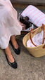 Chanel Black & White Striped Ballet Flats