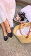 Chanel Black & White Striped Ballet Flats