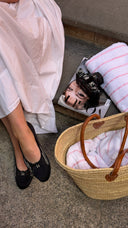 Chanel Black & White Striped Ballet Flats