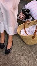 Chanel Black & White Striped Ballet Flats