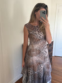 Komarov Leopard Silk Blend Dress | Size Small