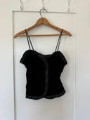Vintage Black Velvet Corset Top -XS