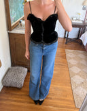 Vintage Black Velvet Corset Top -XS