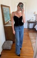 Vintage Black Velvet Corset Top -XS